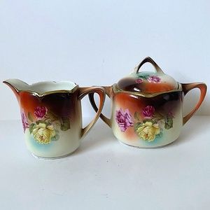 Prince Regent Bavaria Antique Sugar Bowl and Creamer Set Scarce 19th Century